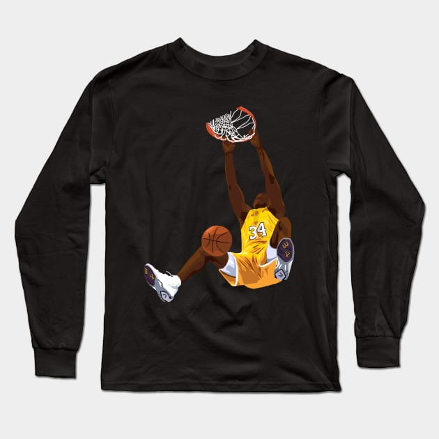 Shaquille O'Neal Dunk Cartoon Long Sleeve T-Shirt by hesxjohnpaul